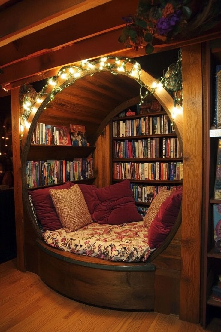 Fairy-Lit Hobbit-Style Reading Nook