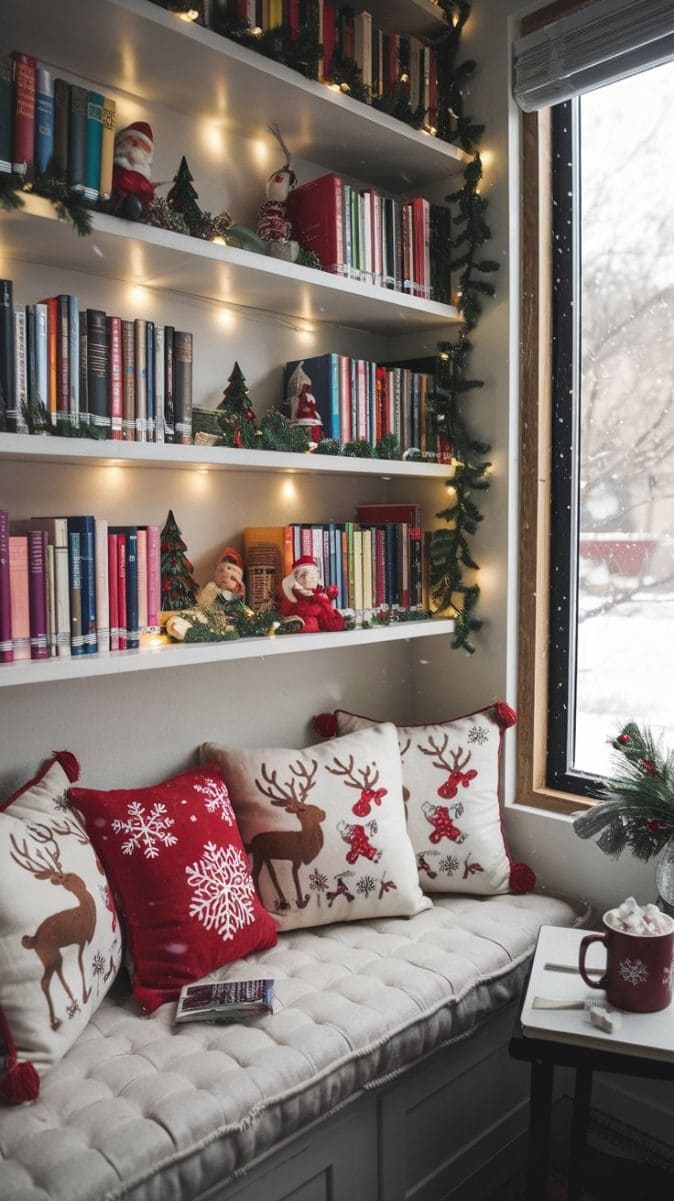 Festive Window Seat Reading Nook