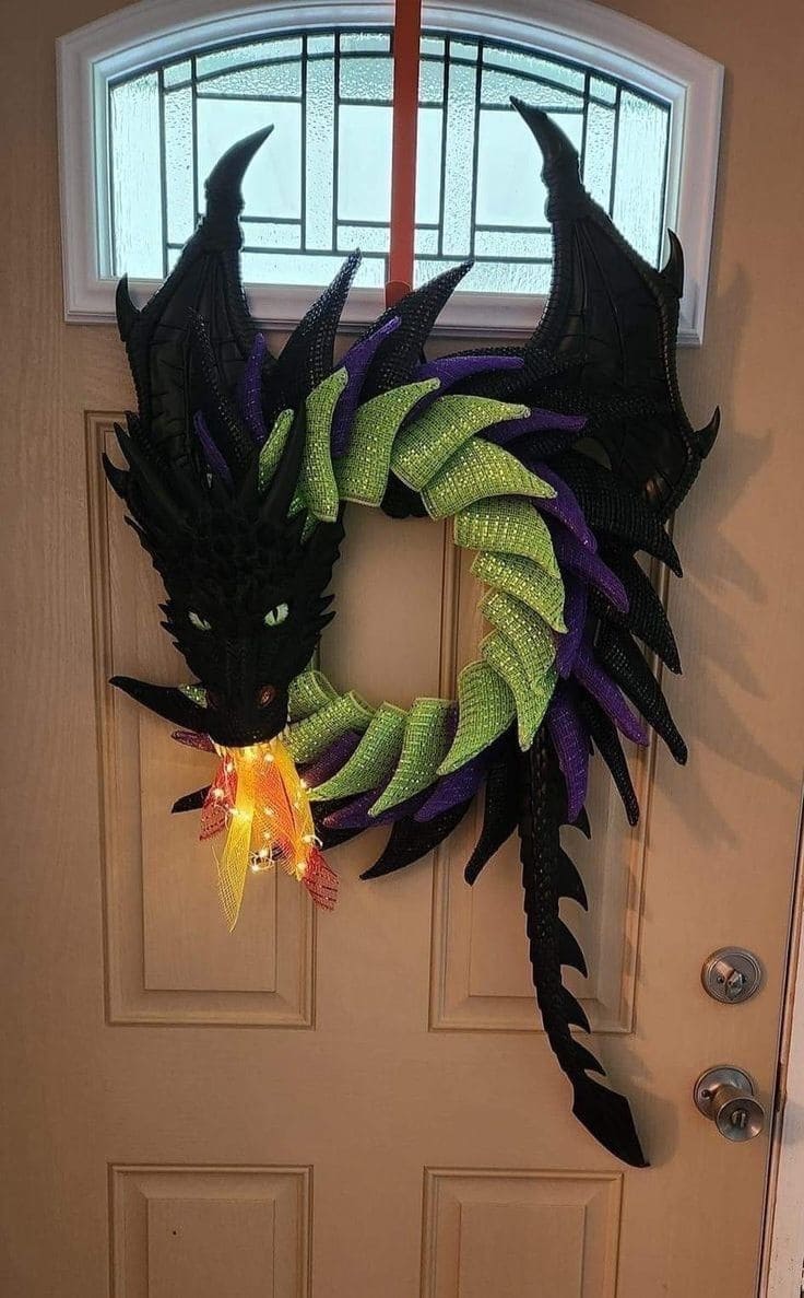 Fire-Breathing Dragon Halloween Wreath