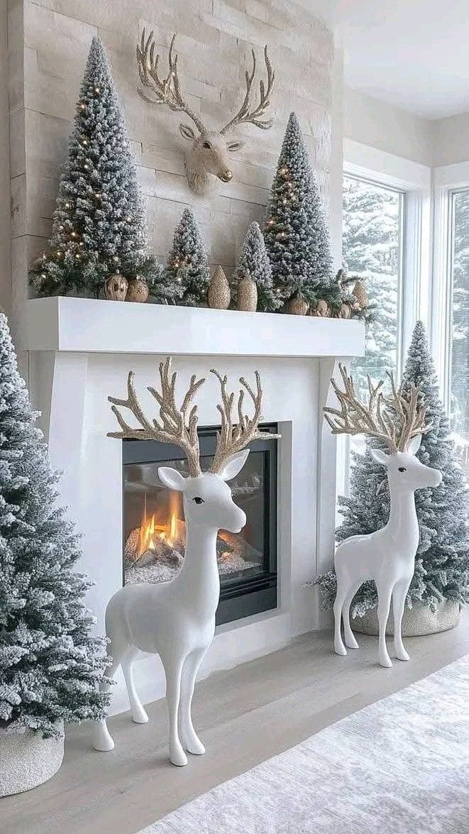 Frosted Forest Fireplace Magic