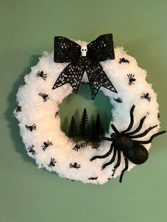 Fuzzy Spider Surprise Wreath
