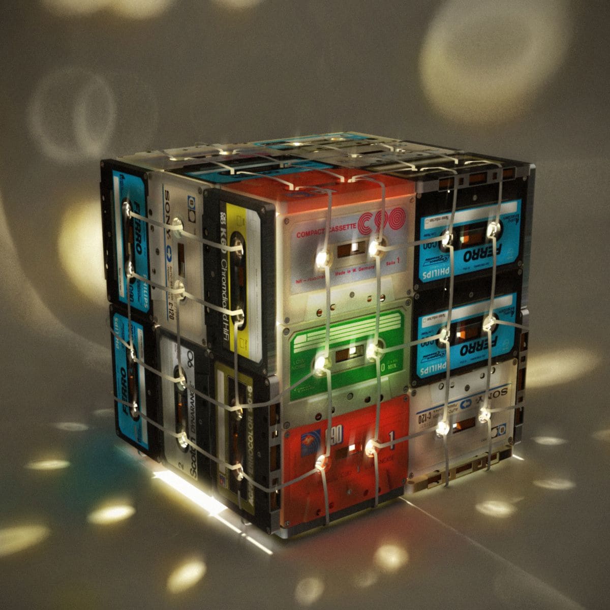 Glowing Cassette Cube Lamp
