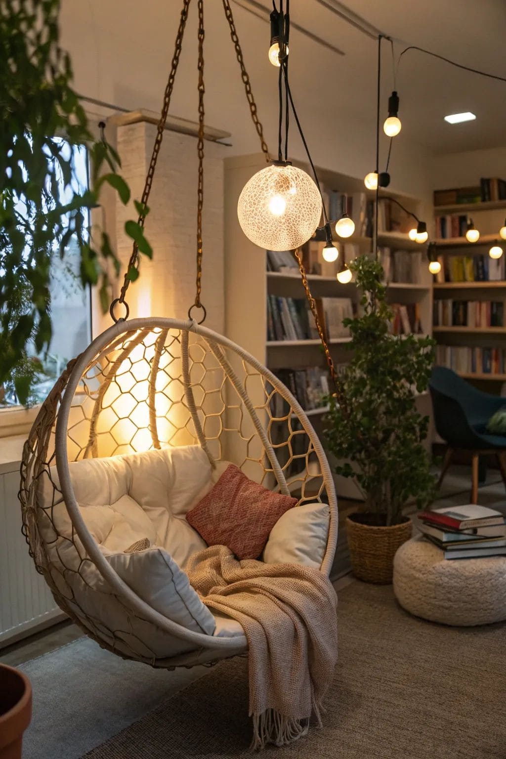 Glowing Hanging Chair Reading Haven