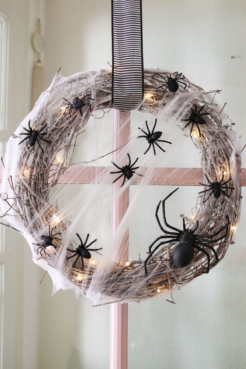Glowing Spider Web Twig Wreath