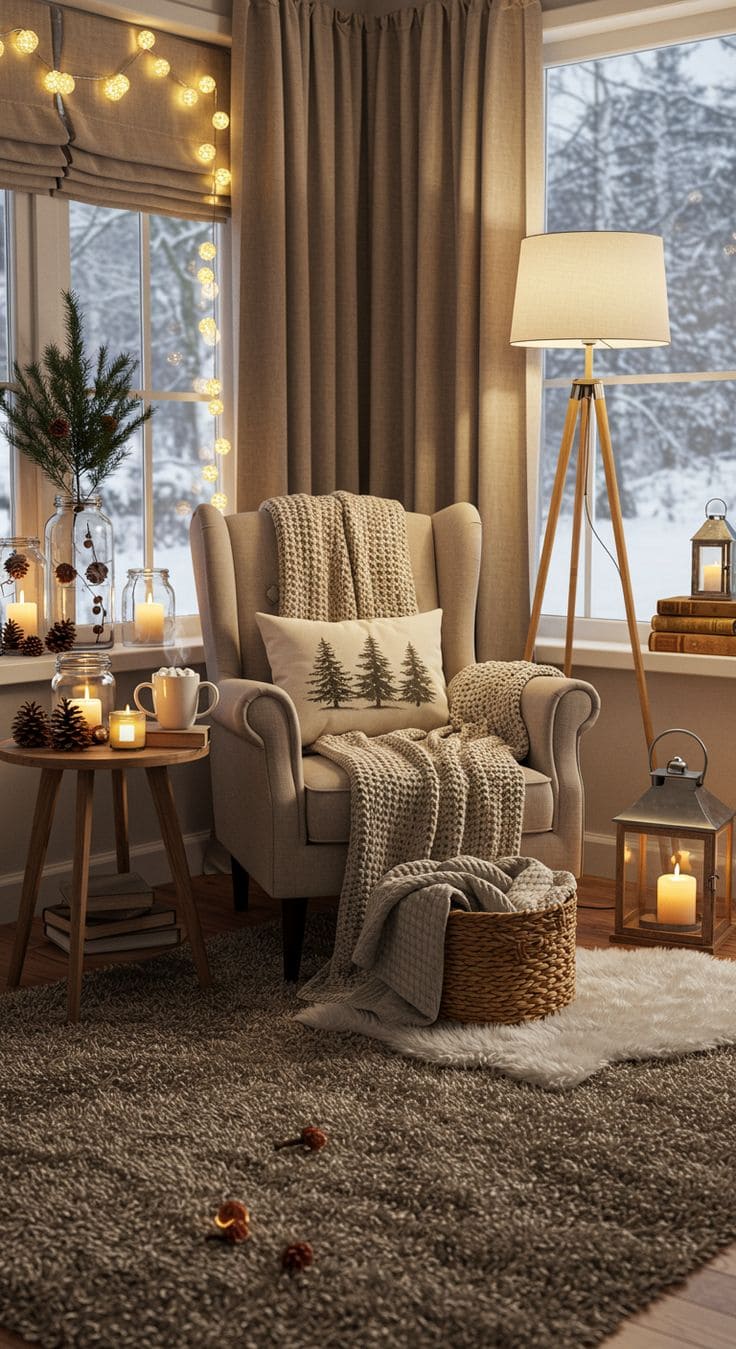 Golden Glow Christmas Reading Corner