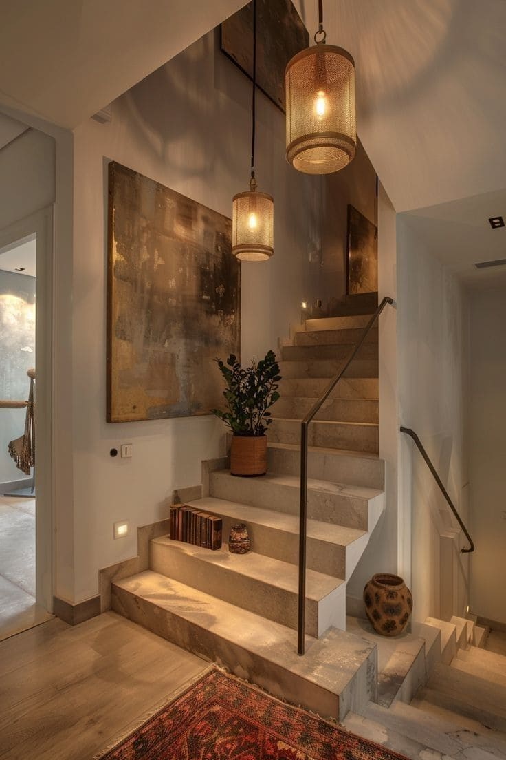 Golden Glow Stair Wall Nook