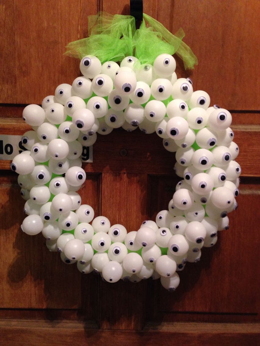 Googly-Eyed Ping Pong Ball Halloween Wreath
