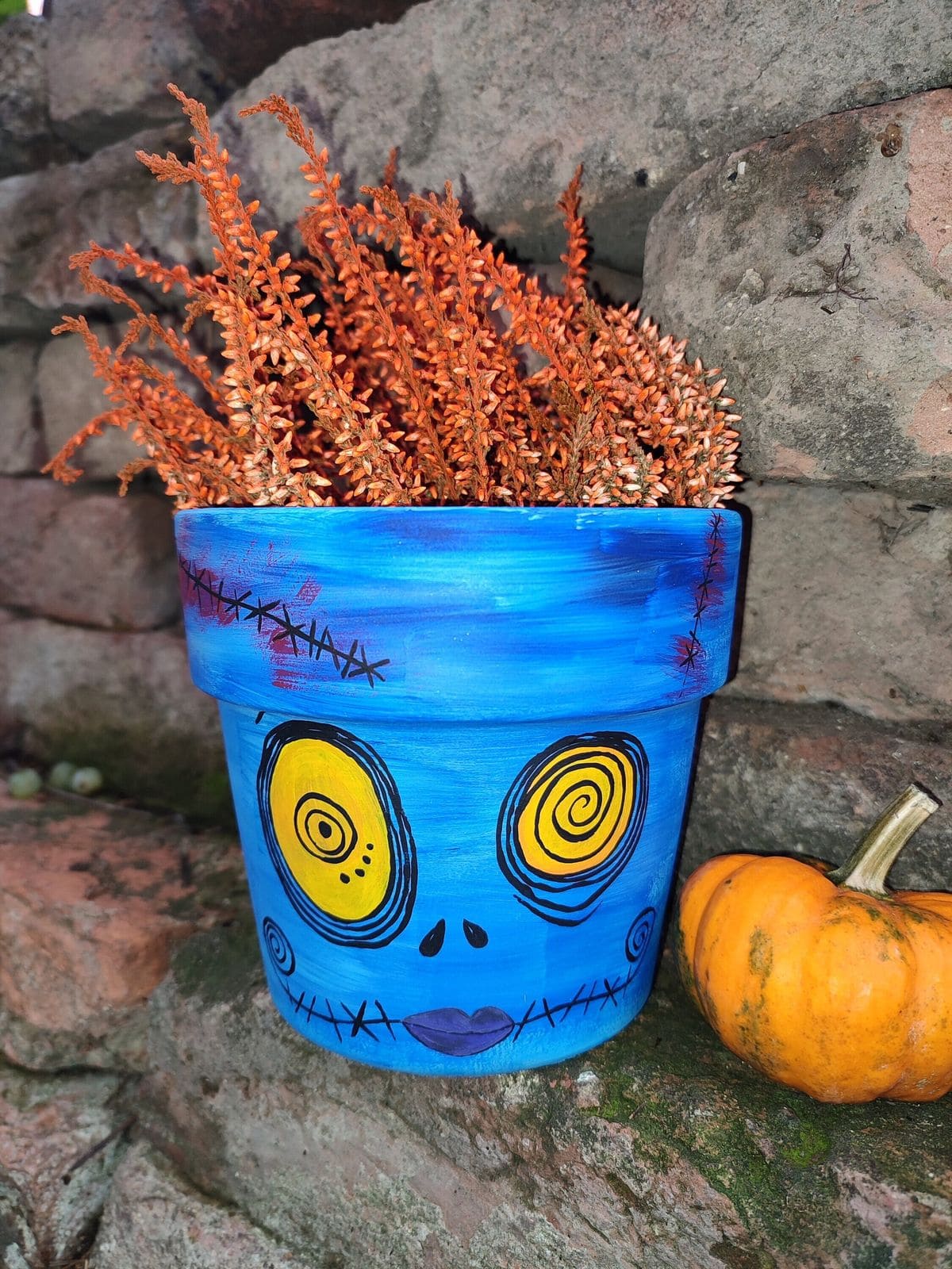 Halloween Blue Monster Face Planter