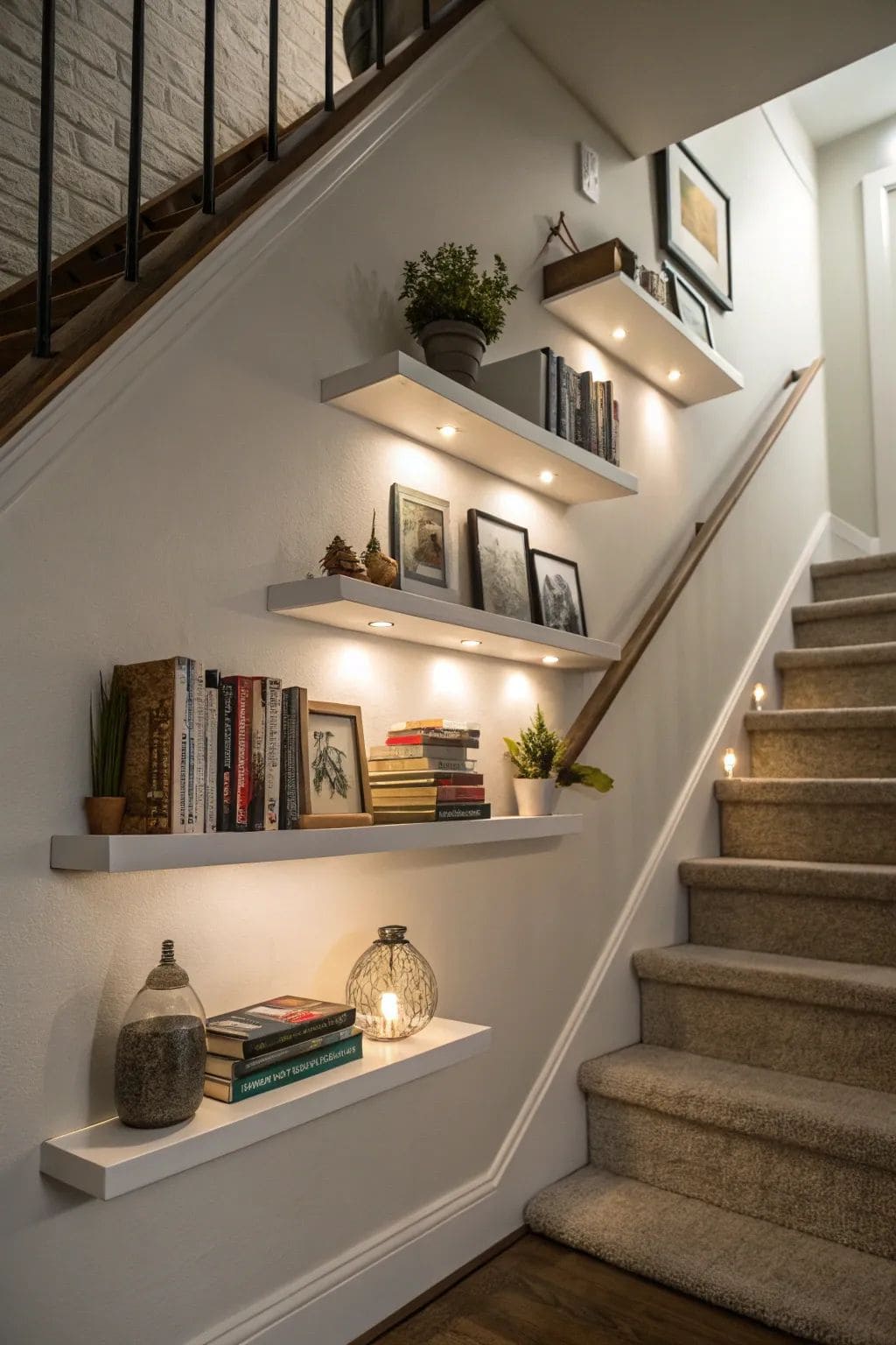 Illuminated Staircase Wall Library