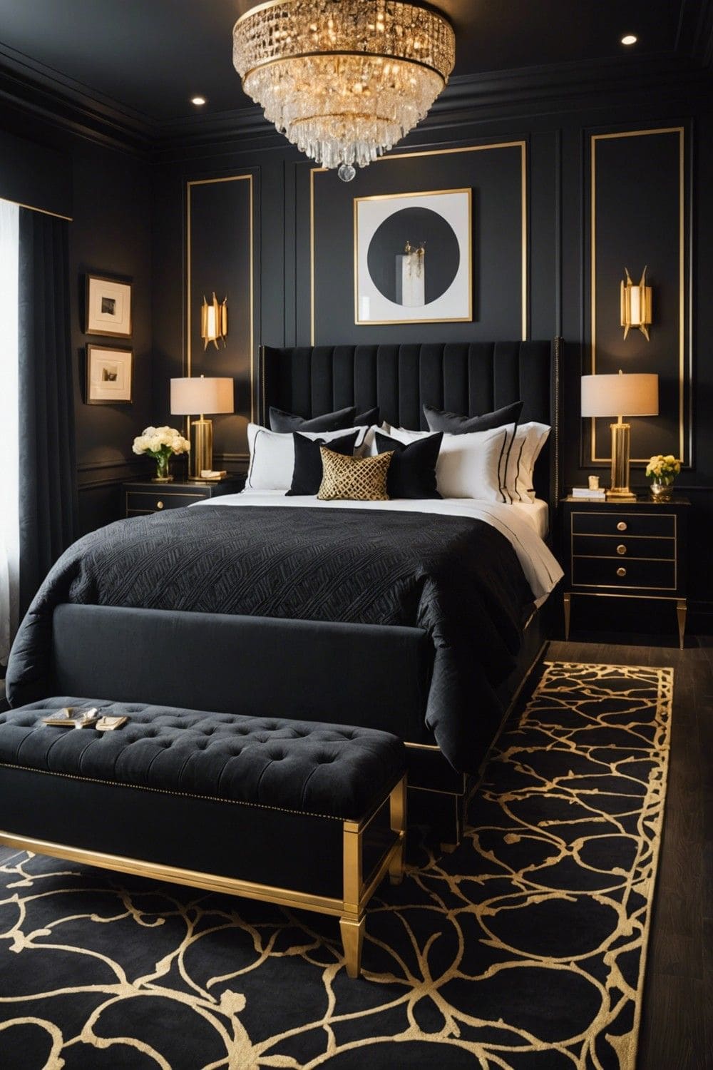 Luxurious Black & Gold Bedroom Retreat