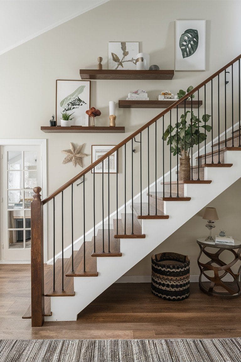 Minimalist Botanical Stair Wall Design