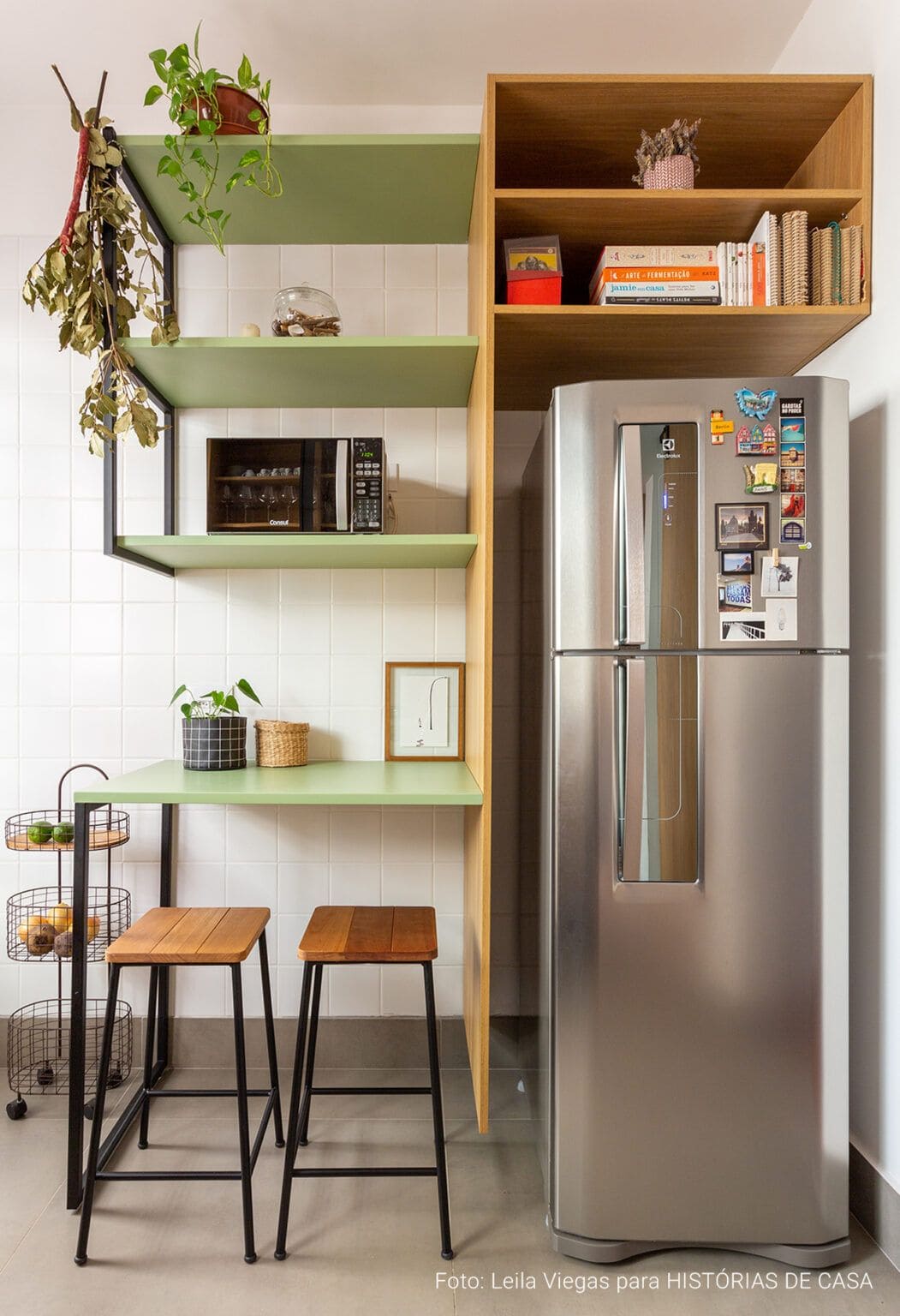 Modern Fridge Nook with Open Shelves