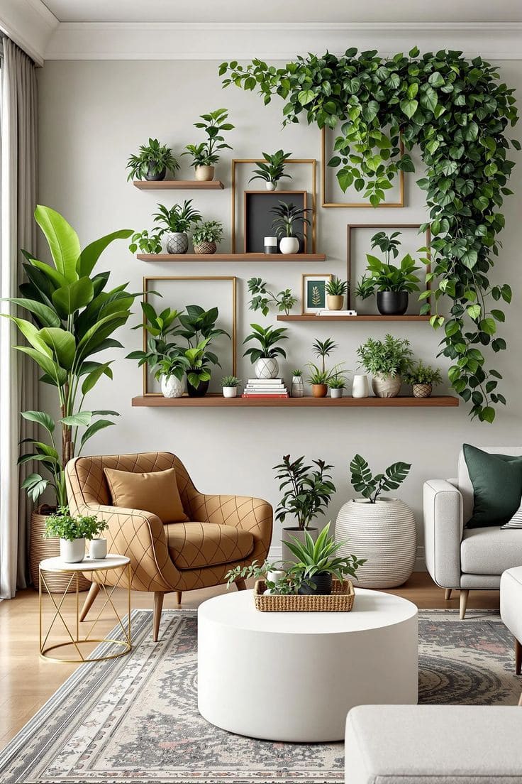 Modern Plant Wall Living Room Design