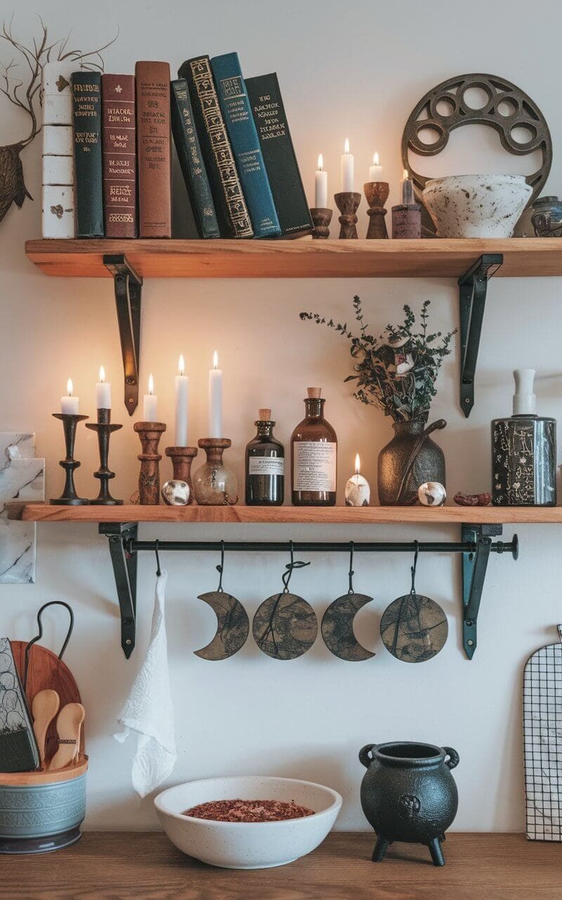 Mystical Moonlit Kitchen Shelf