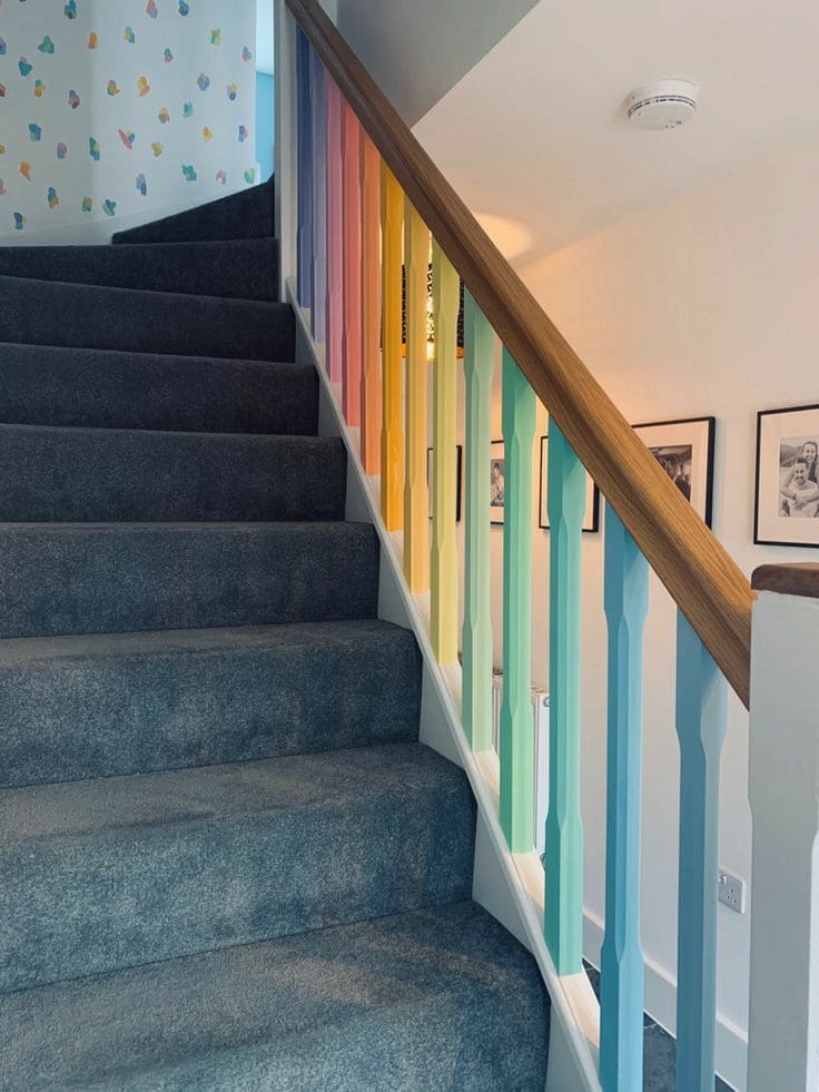 Rainbow Railing Staircase Delight