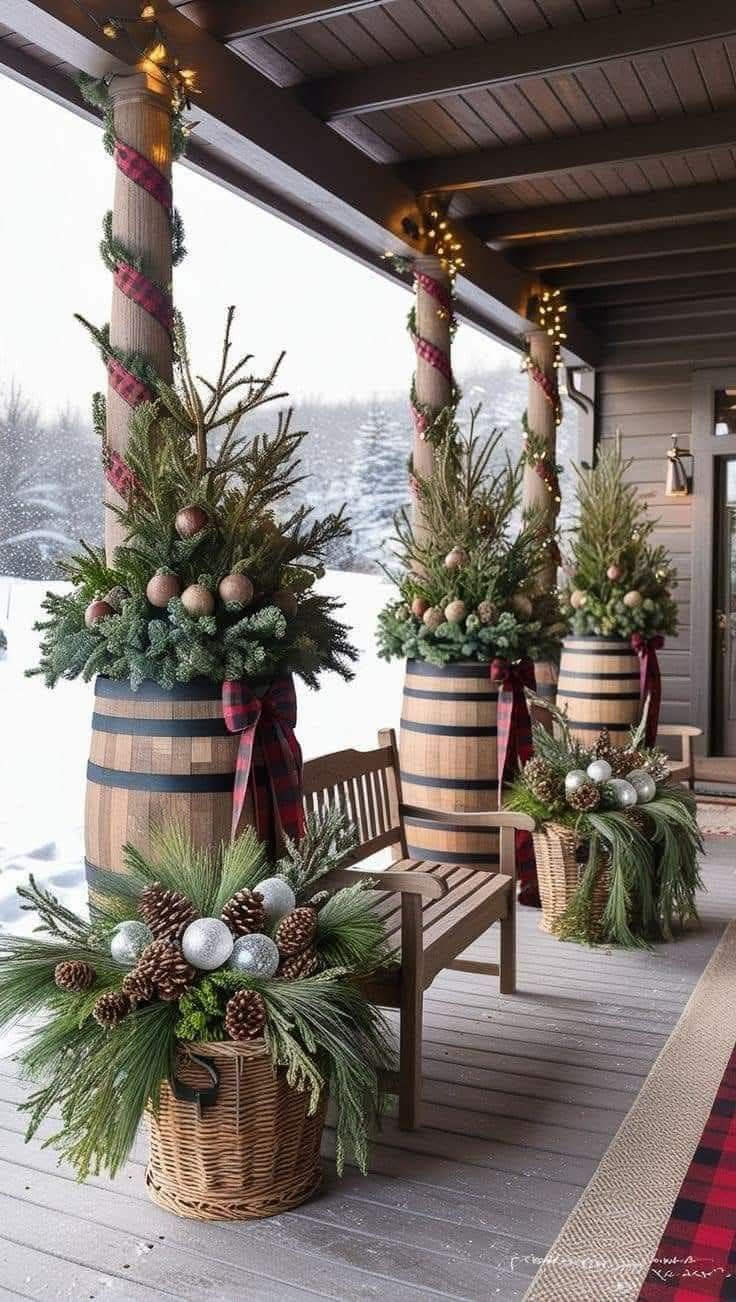 Rustic Barrel Porch Christmas Charm