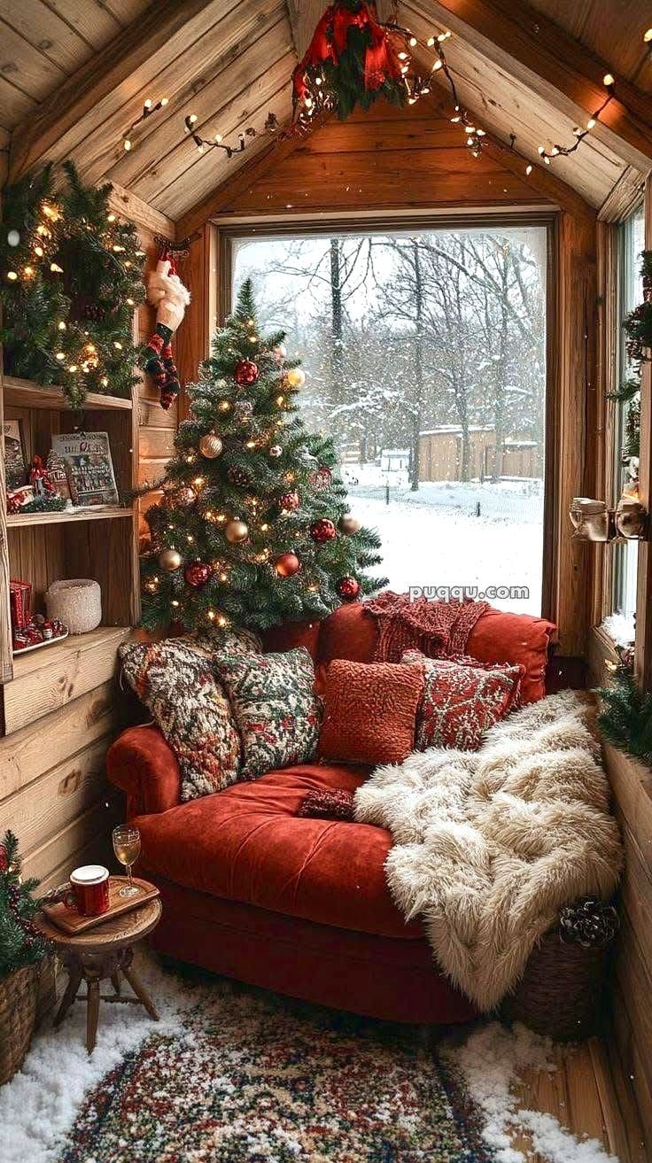 Rustic Cabin Christmas Reading Nook