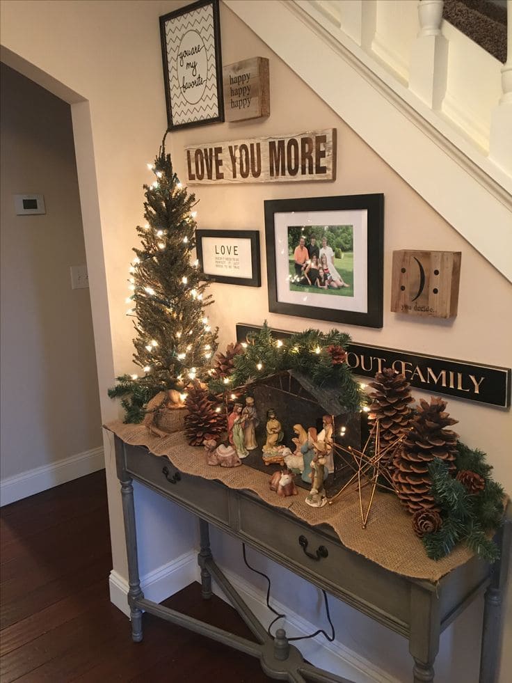 Rustic Nativity Table Christmas Decor