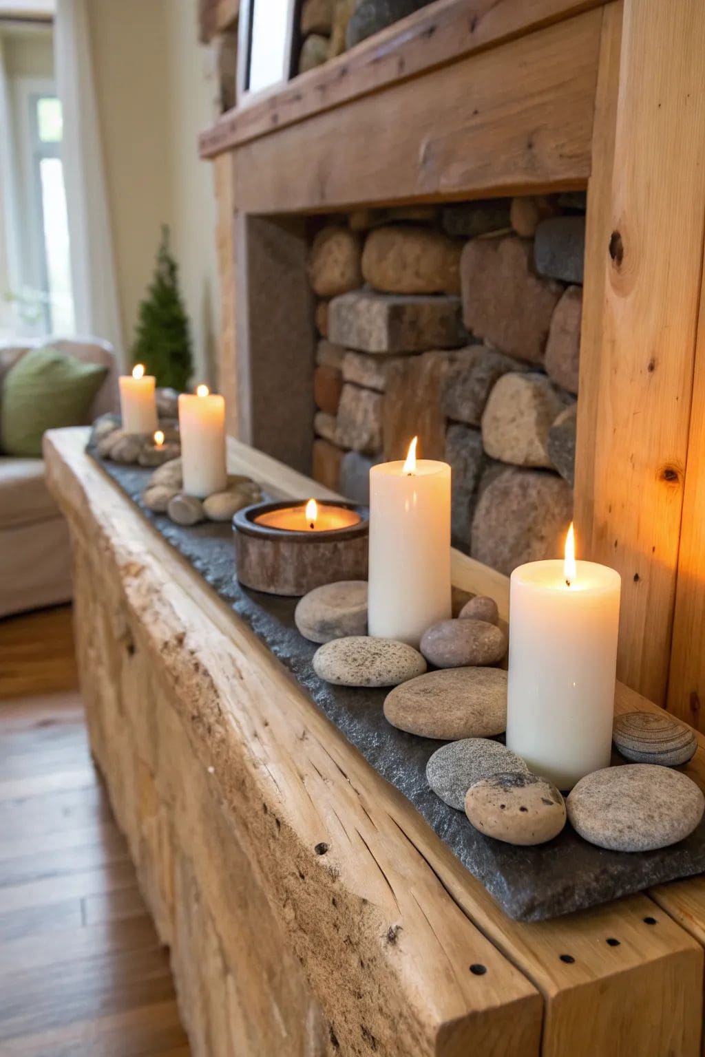 Rustic Stone Candle Display