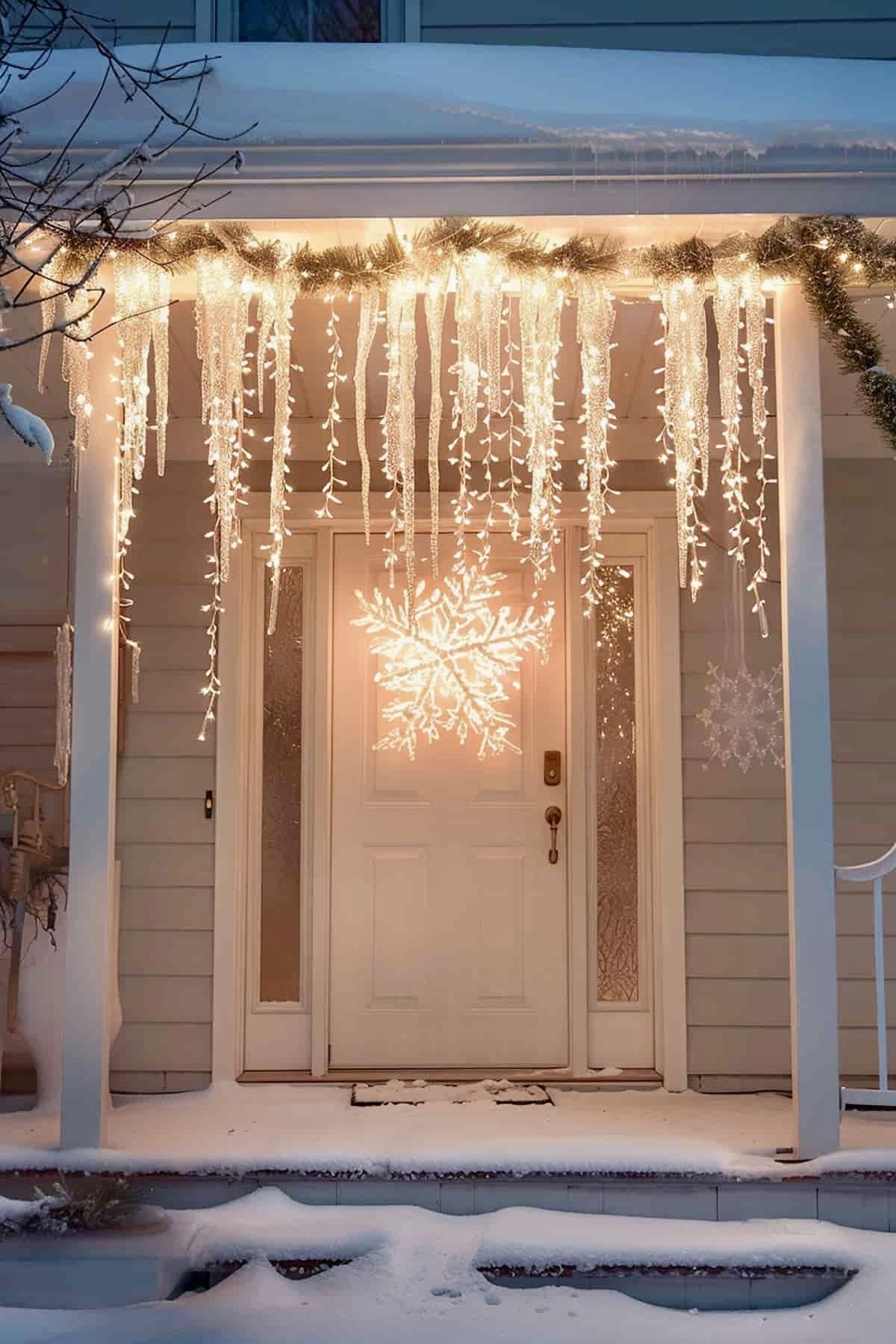 Snow-Kissed Porch Glow Decor