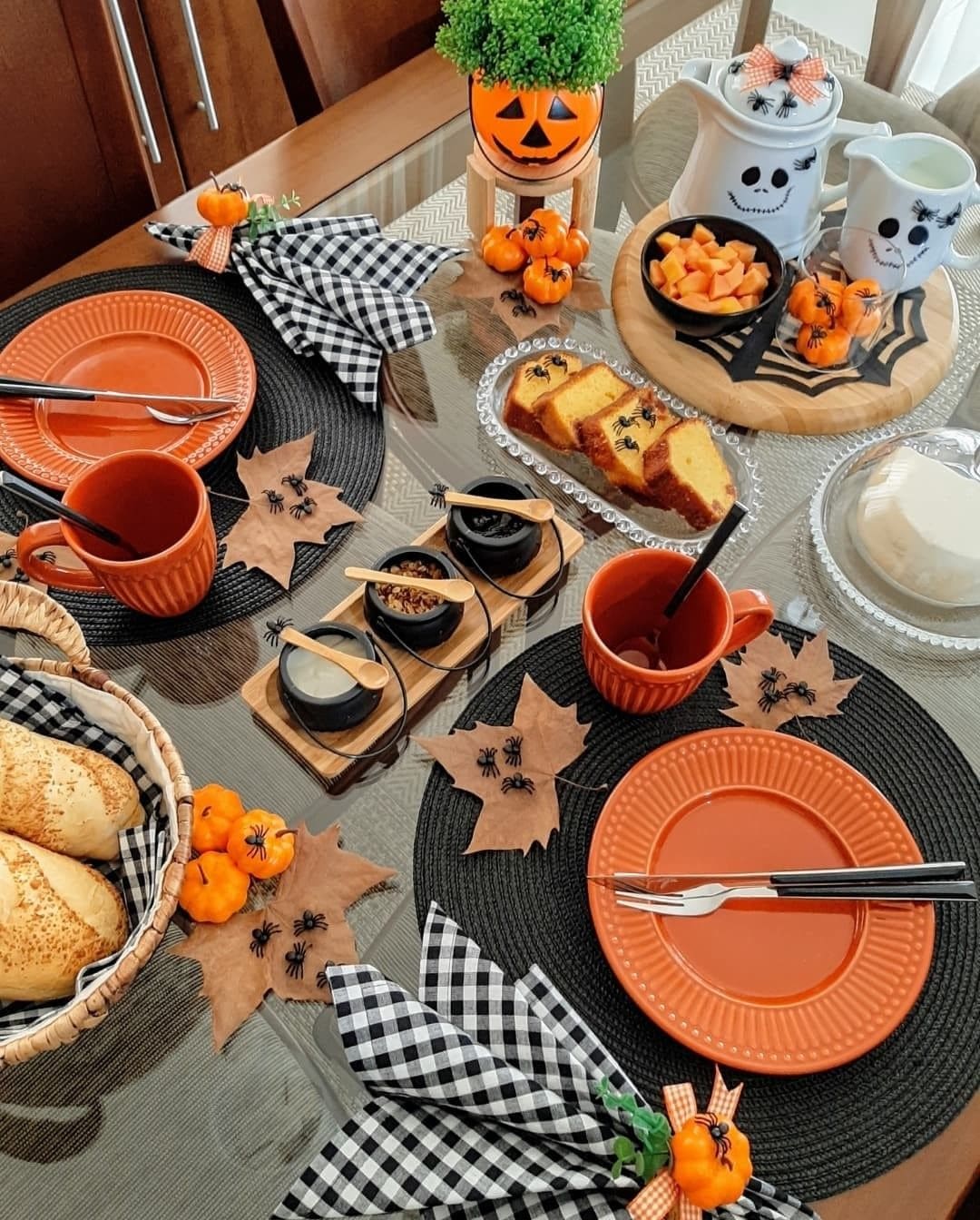 Spooky Chic Halloween Breakfast Table Setting