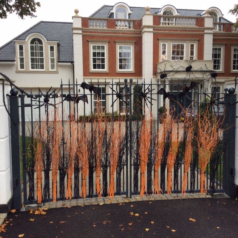 Spooky Gate with Bats and Branches