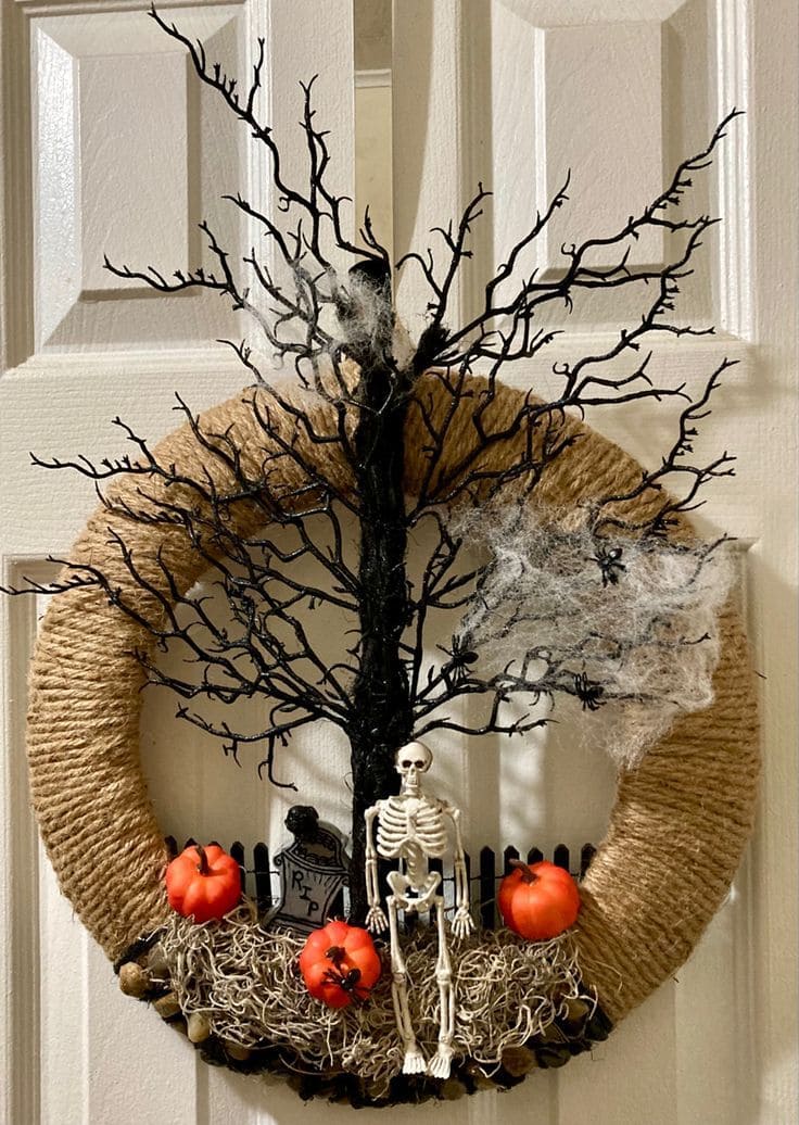 Spooky Graveyard Halloween Wreath