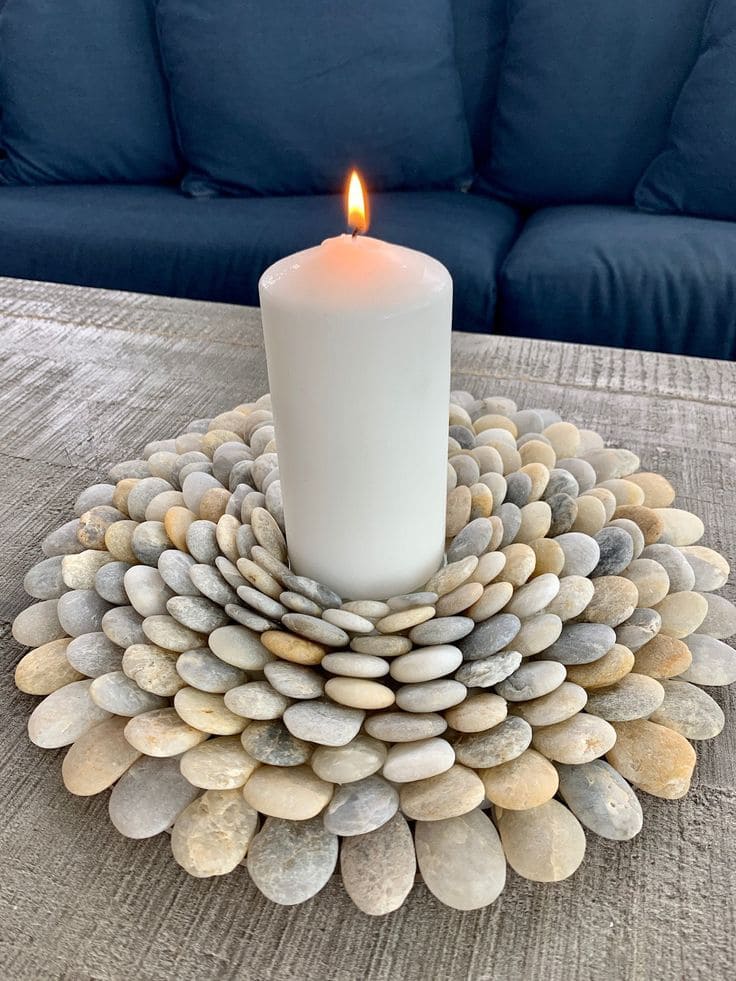Stone Petal Candle Holder