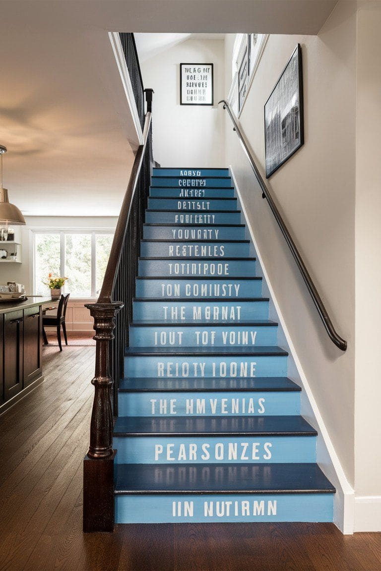 Typography Blue Staircase Design