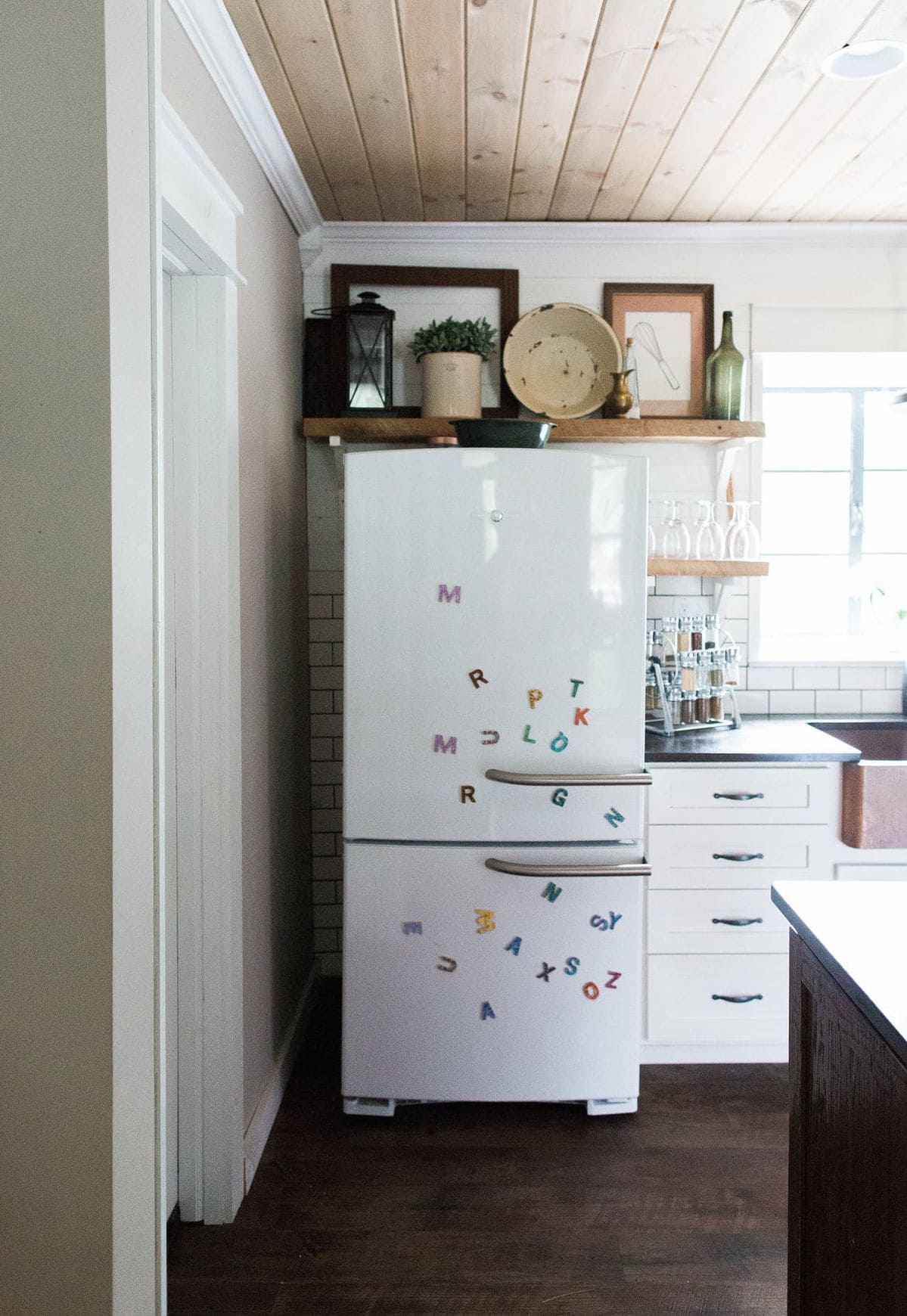 Warm Rustic Fridge Top Styling