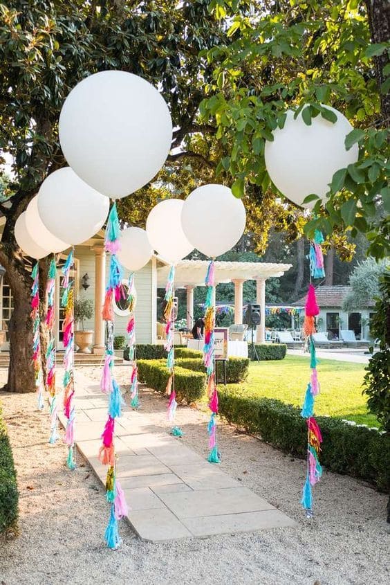 Whimsical Balloon Pathway with Tassels