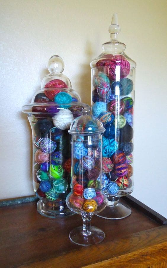 Apothecary Jar Yarn Display
