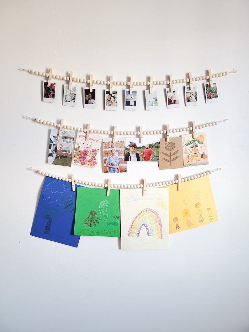 Beaded String Art and Photo Display