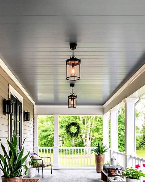 Classic Porch Ceiling with Lantern Lights