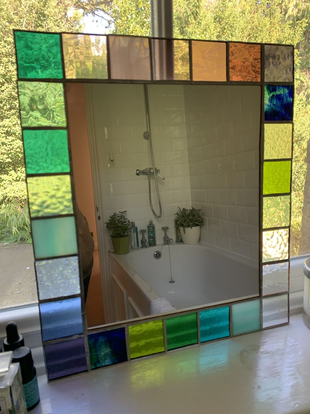 Color-Block Stained Glass Mirror