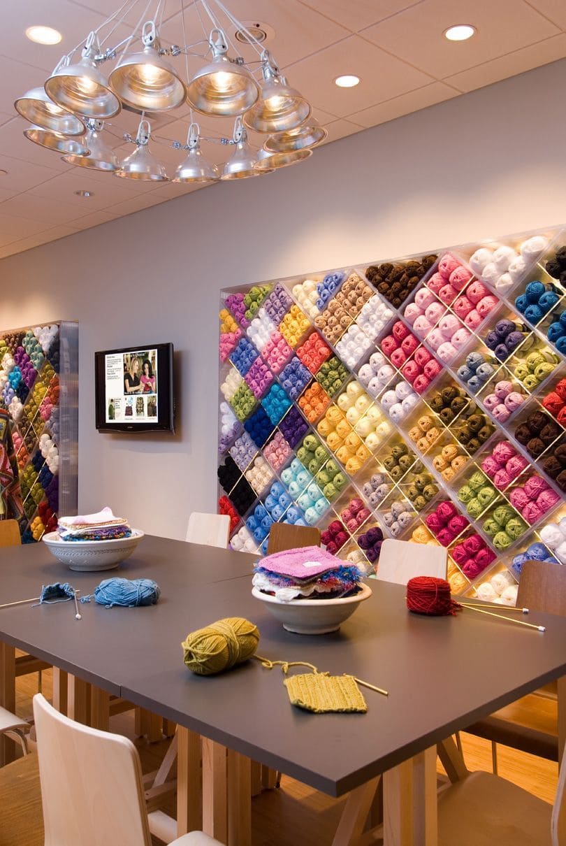 Color-Coded Yarn Wall Display