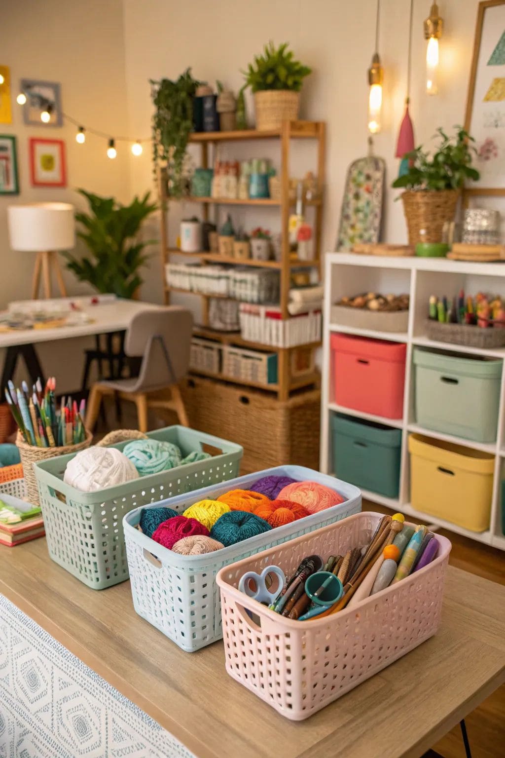 Colorful Basket Yarn Station