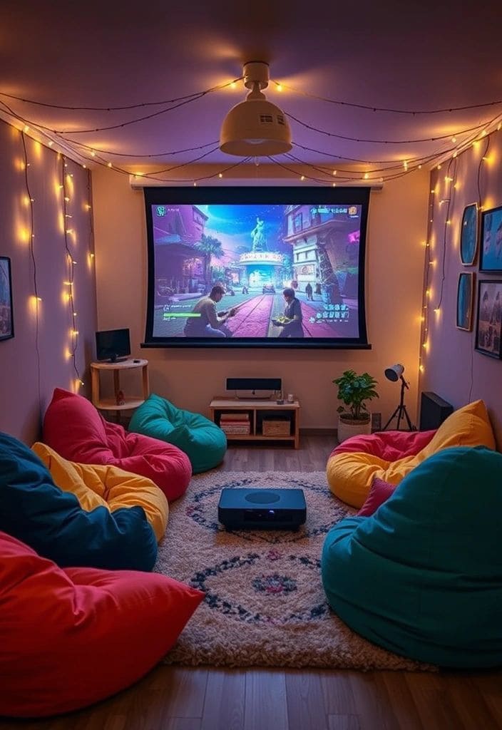 Colorful Beanbag Theater Lounge