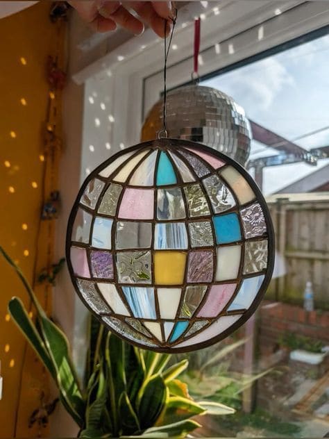 Colorful Stained Glass Globe Ornament
