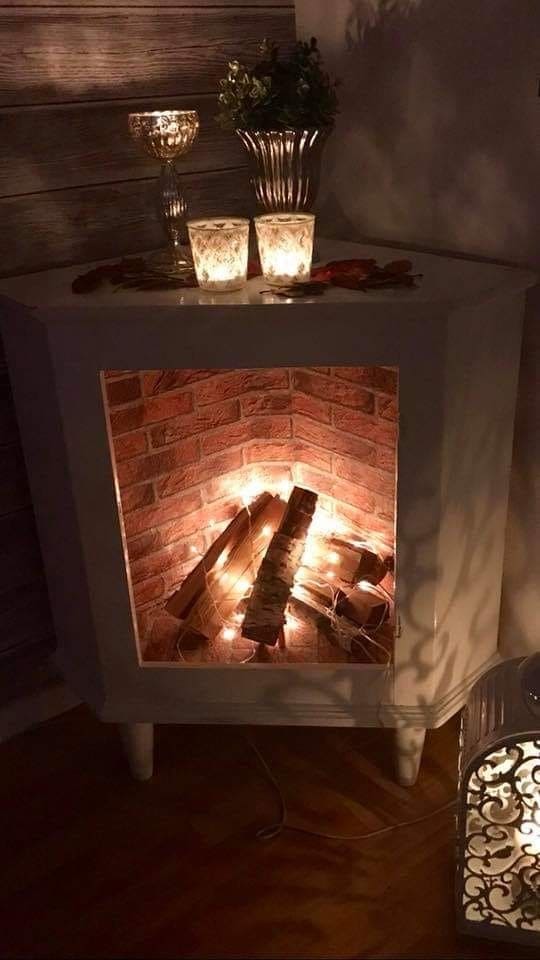 Cozy Faux Fireplace Corner Decor