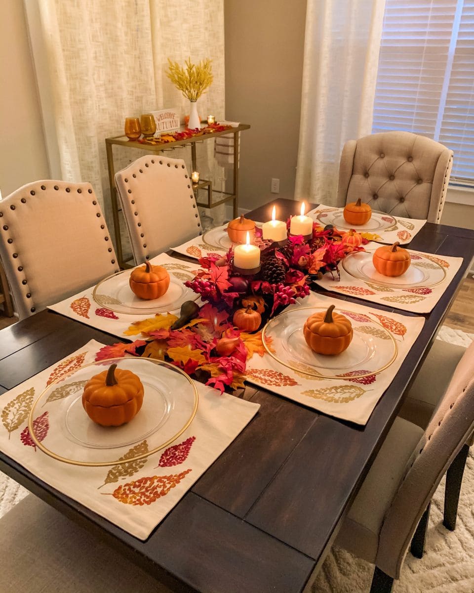 Cozy Pumpkin-Themed Thanksgiving Table Setting