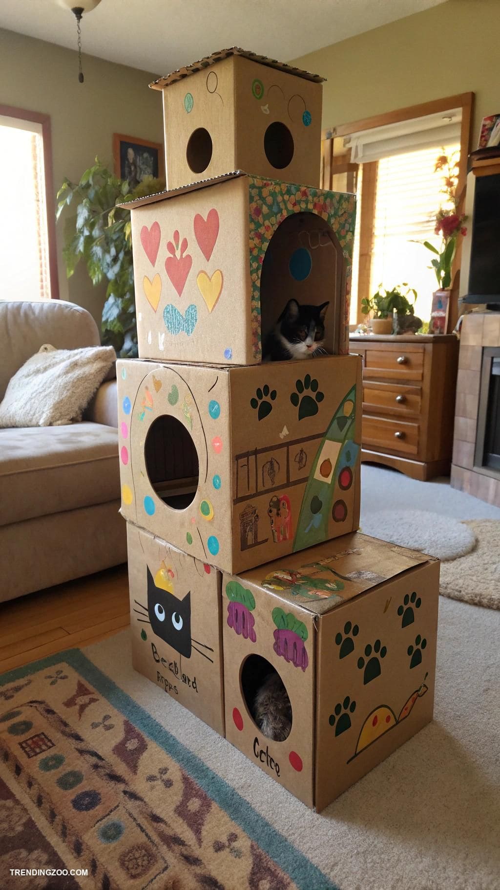 DIY Cardboard Cat Castle