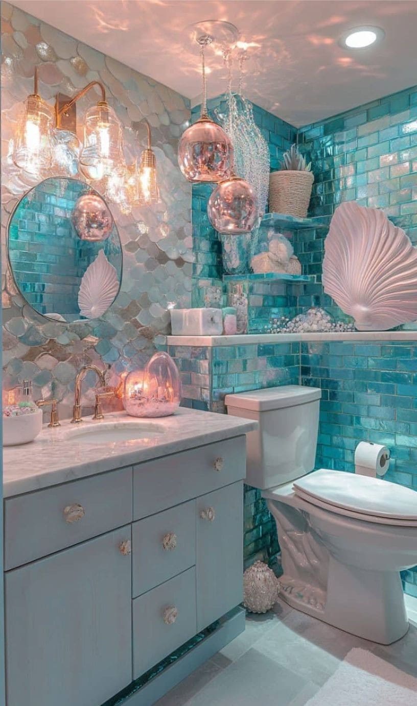 Glam Mermaid Bathroom with Shell Accents