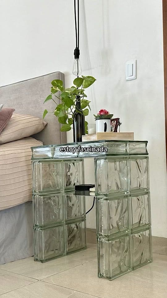 Glass Block Bedside Table