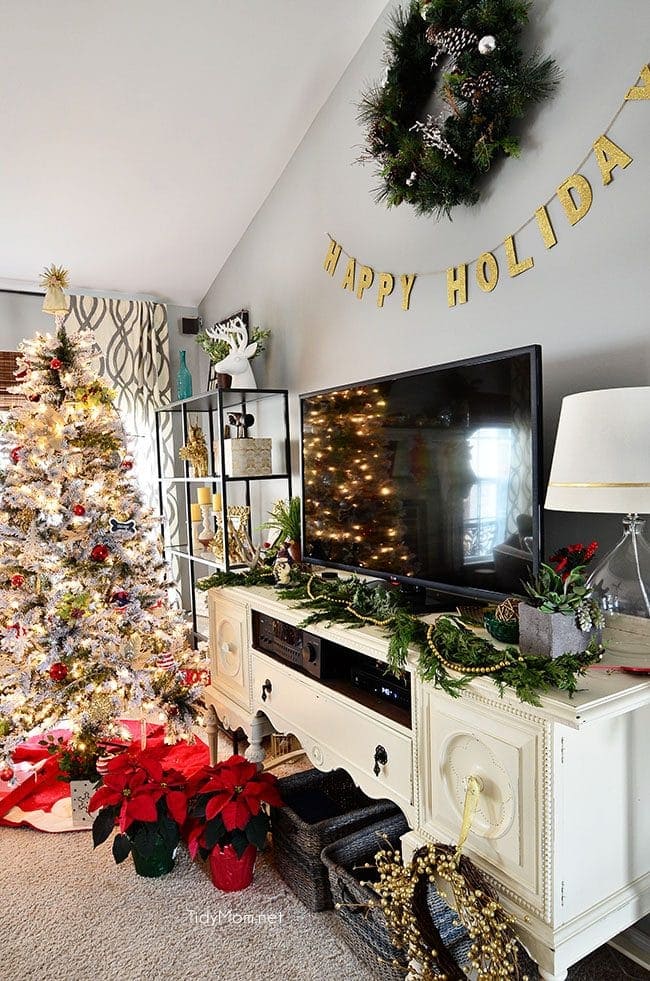 Golden Holiday Glow by the TV