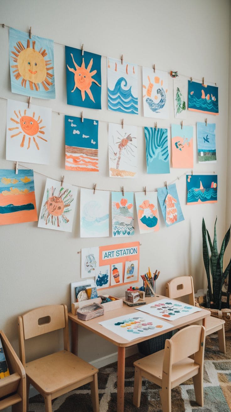 Hanging String Art Station Display