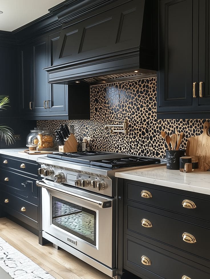 Leopard Backsplash Kitchen Glam