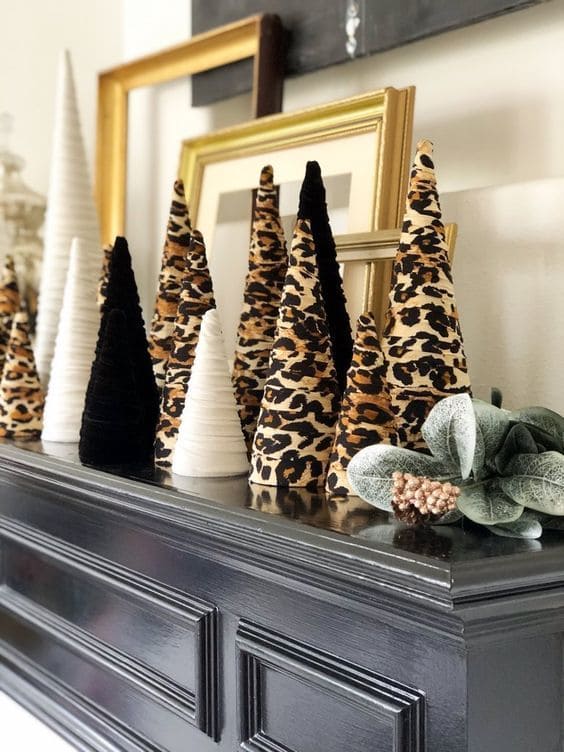 Leopard Print Holiday Cone Trees