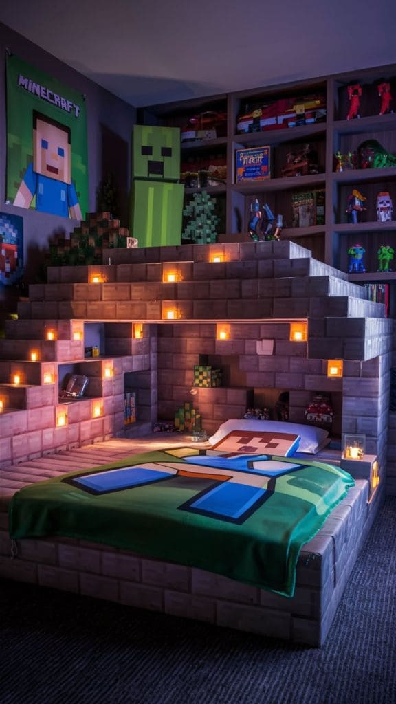 Minecraft Cave Hideout Bedroom