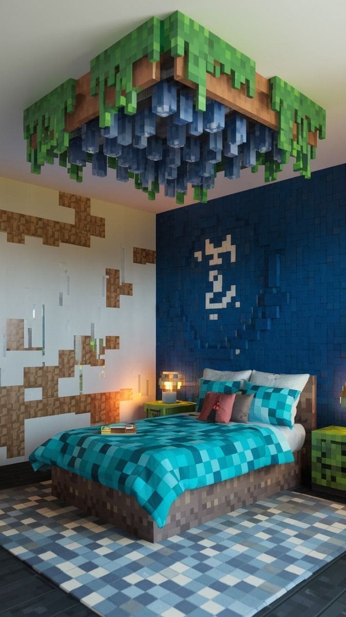 Minecraft Cave-Inspired Bedroom Retreat